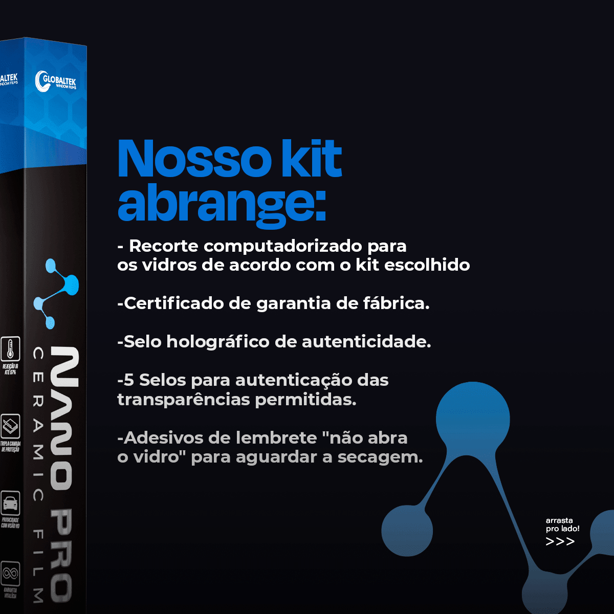 Película Filme Nano Cerâmica Automotiva Térmica - Pickup 4p - Kit Laterais e Traseiro - Películas Fácil