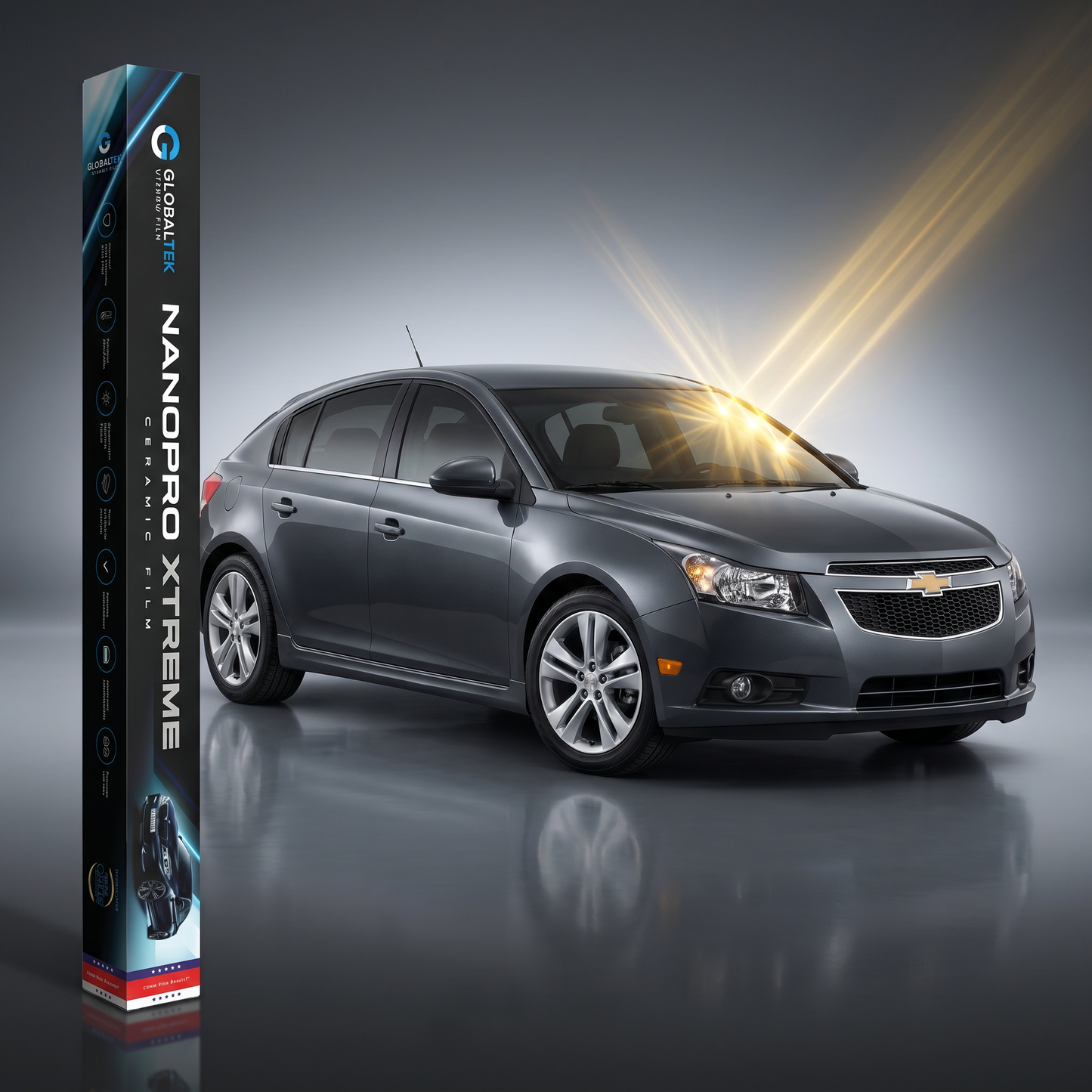 Insulfilm Nano Cerâmica Chevrolet Cruze Hatch — Compatível com geração atual (2012-2020) — Corte Computadorizado Sob Medida — Película Térmica Premium Nanopro Xtreme