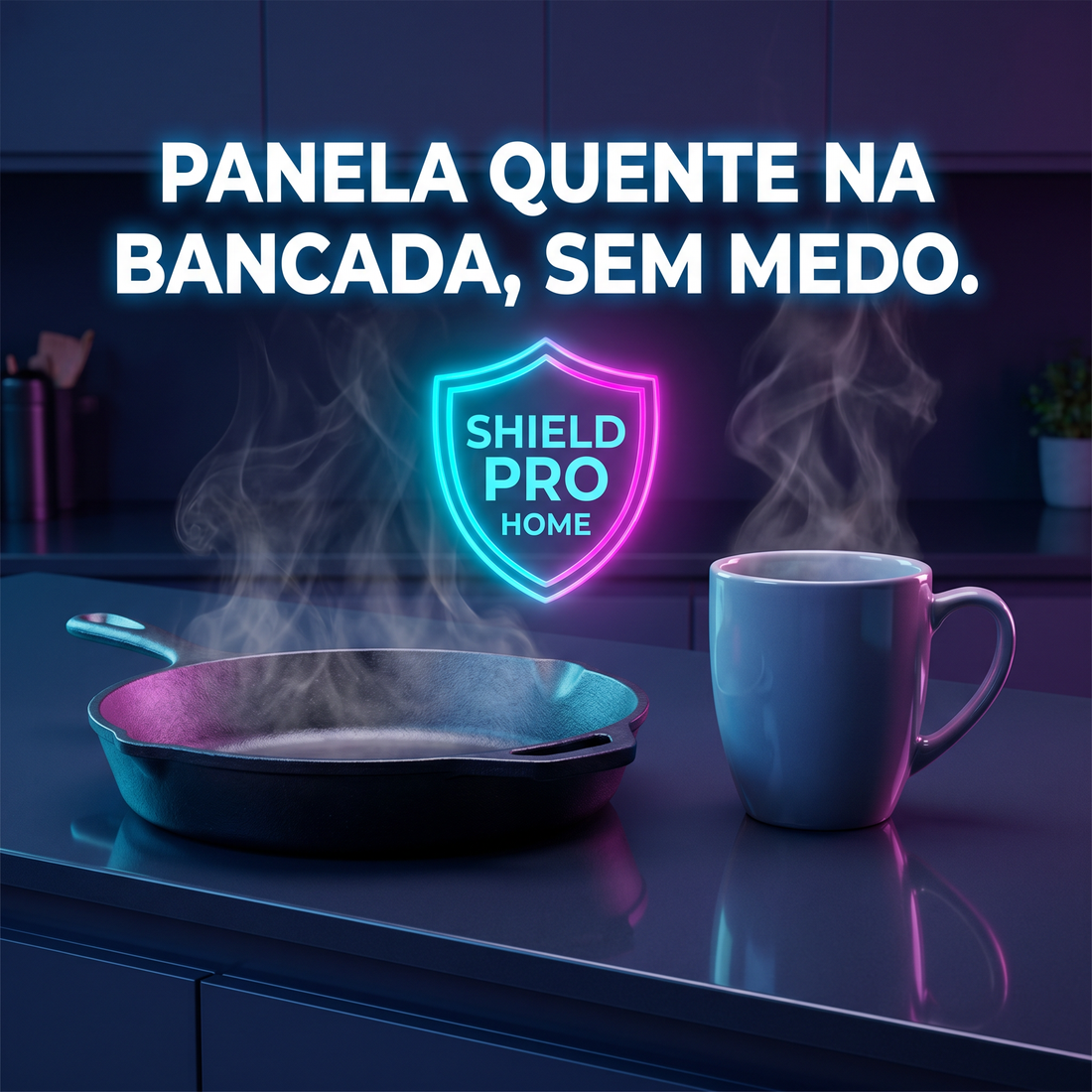 Bancada de cozinha protegida contra calor e manchas com PPF