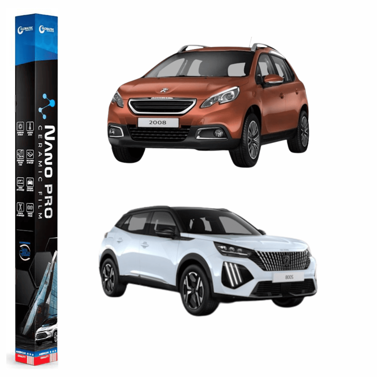 Película Insulfilm Nano Cerâmica Automotiva Térmica - PEUGEOT 2008