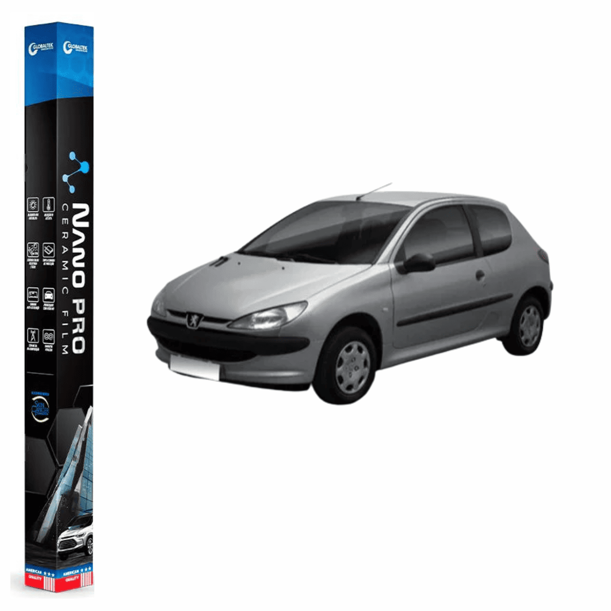 Película Insulfilm Nano Cerâmica Automotiva Térmica - PEUGEOT 206 2 PORTAS