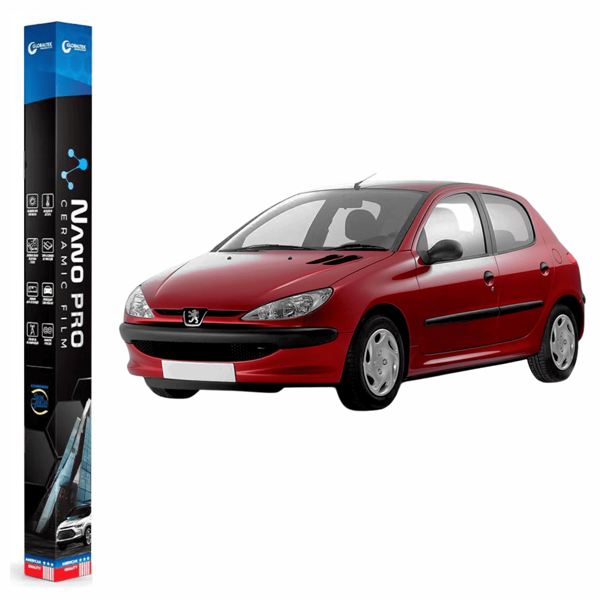 Película Insulfilm Nano Cerâmica Automotiva Térmica - PEUGEOT 206 4 PORTAS