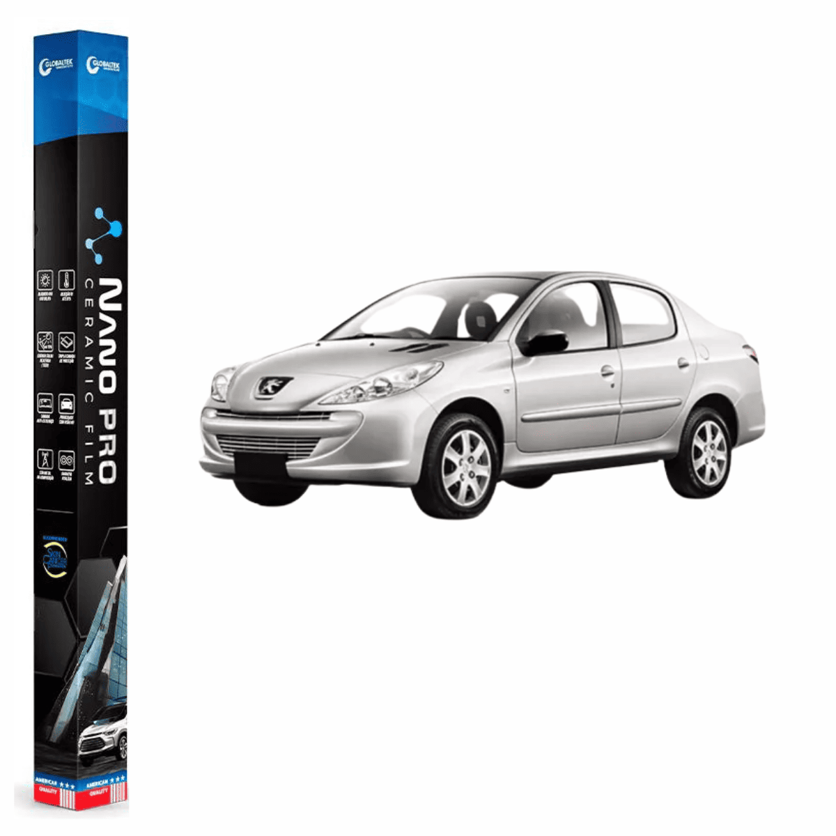 Película Insulfilm Nano Cerâmica Automotiva Térmica - PEUGEOT 207 SEDAN