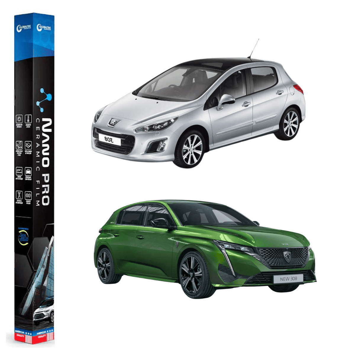 Película Insulfilm Nano Cerâmica Automotiva Térmica - PEUGEOT 308