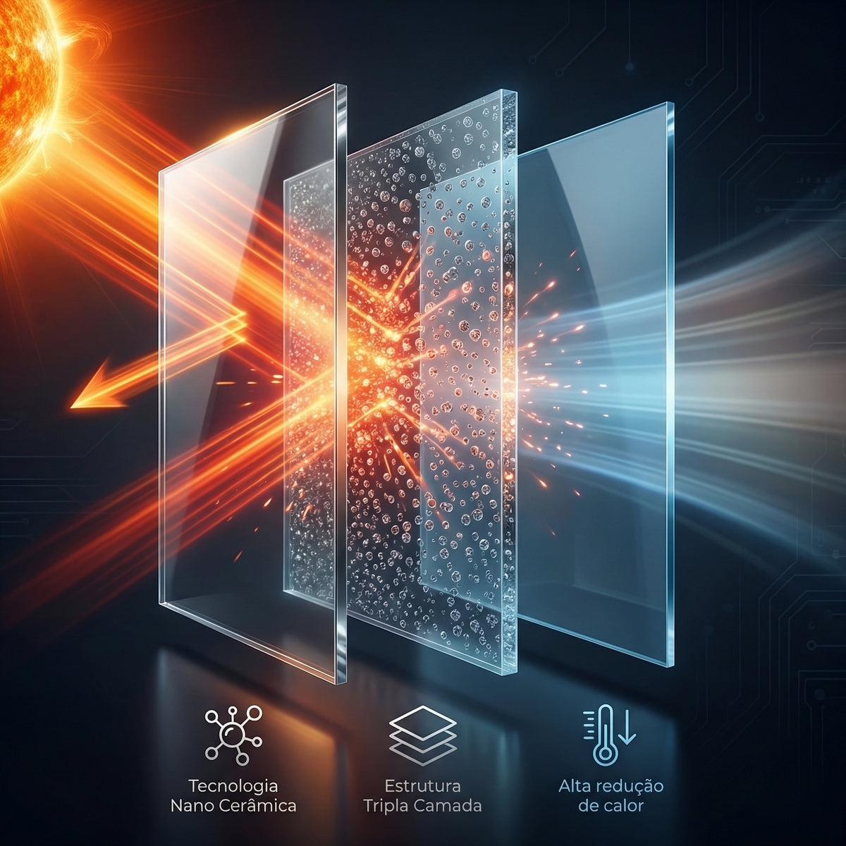 Película Nano cerâmica Premium c/ redução de calor - Sob medida por m²