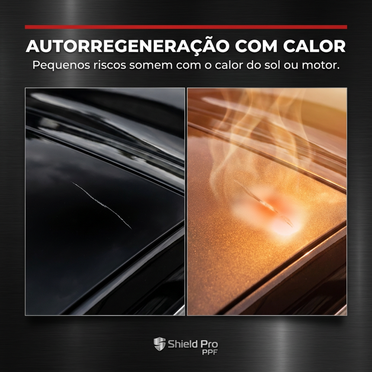 Película PPF Fosco Shield Pro — riscos somem com o calor por autorregeneração