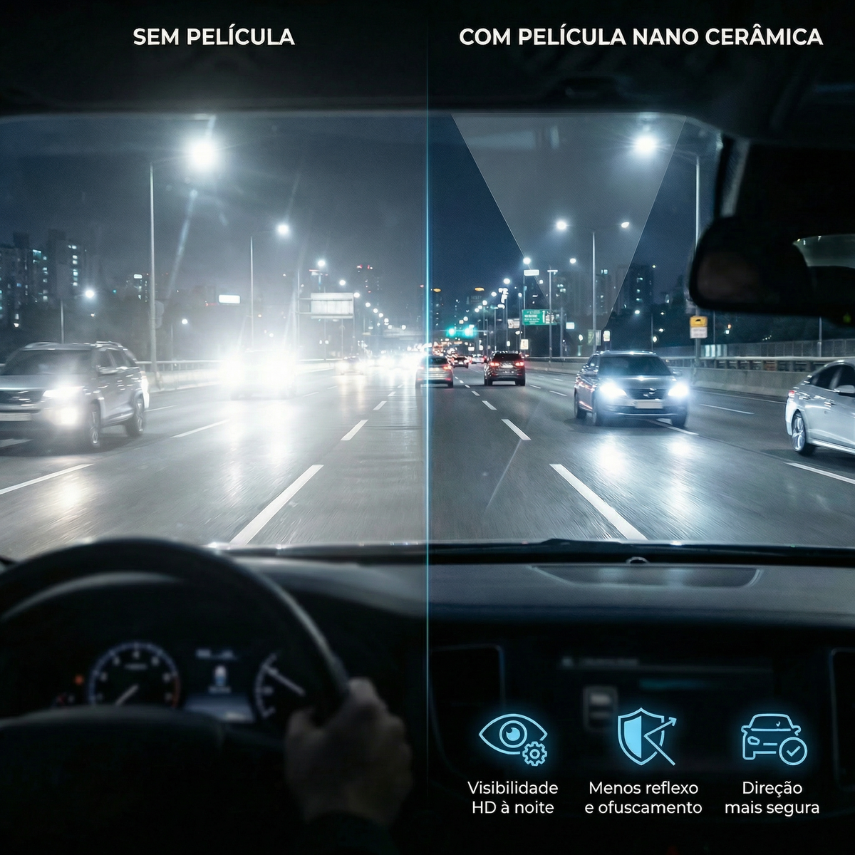 Película Nano cerâmica Premium c/ redução de calor - Sob medida por m²