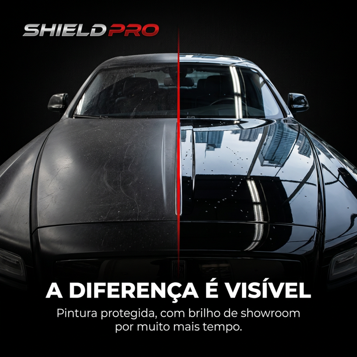 Película PPF Fosco Shield Pro — antes e depois, a diferença é visível