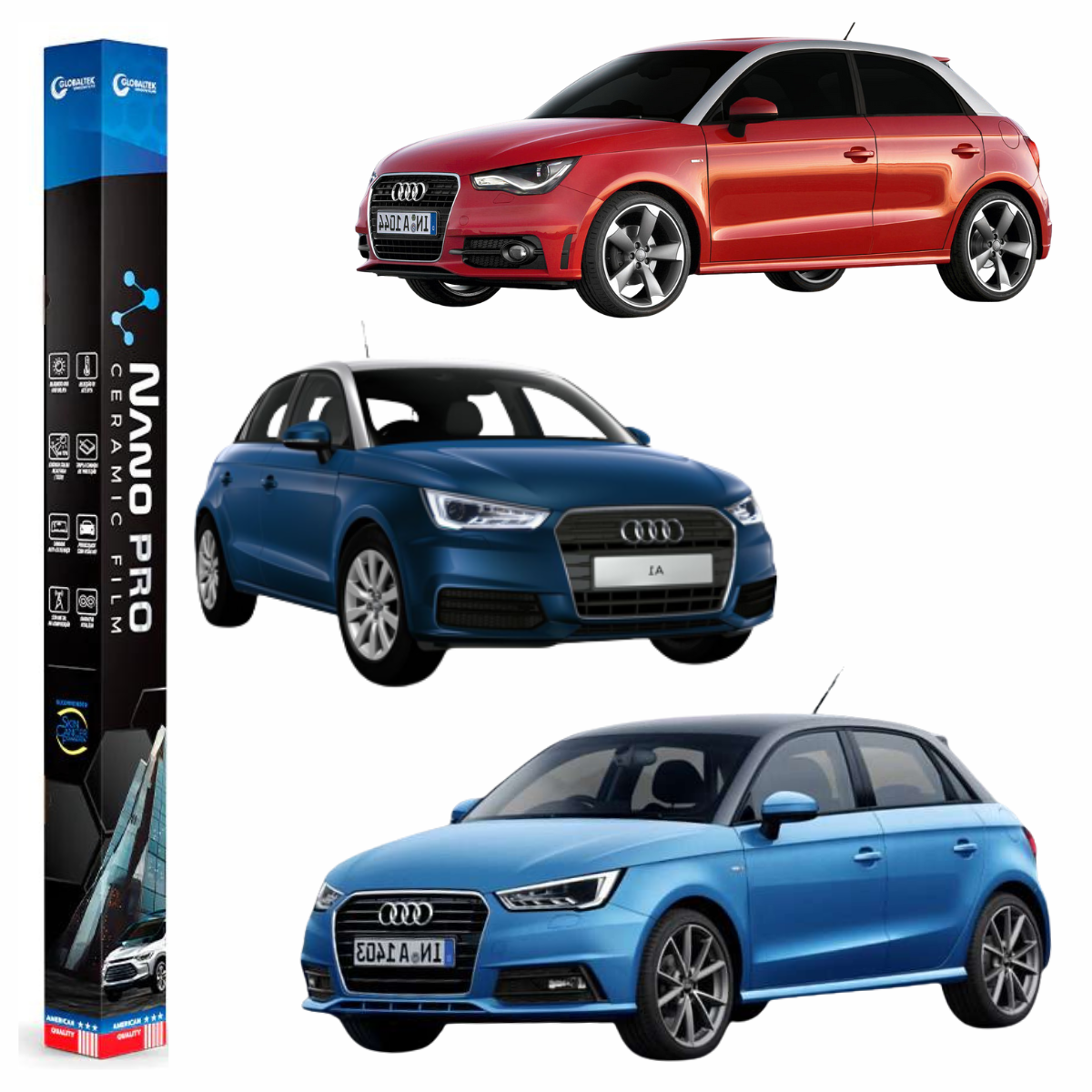 Película Nano Cerâmica Automotiva Térmica Audi A1 4 Portas | Sob Medida