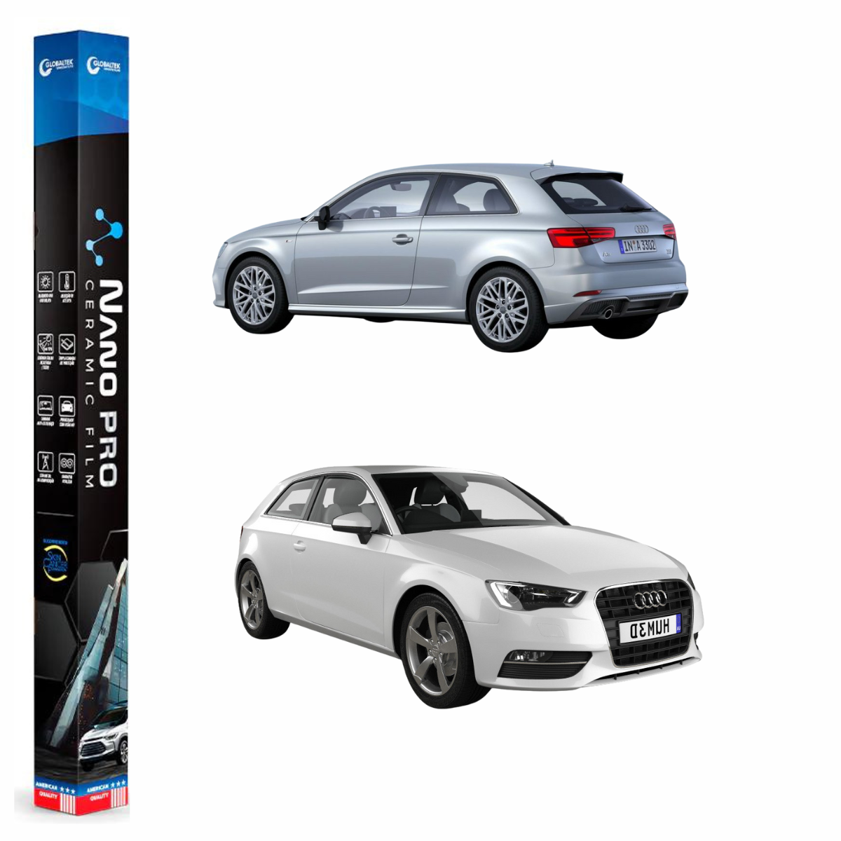Película Nano Cerâmica Automotiva Térmica Audi A3 Hatch 2 Portas | Sob Medida