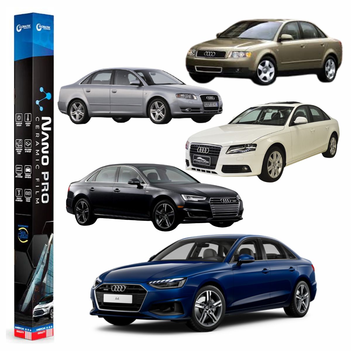 Película Nano Cerâmica Automotiva Térmica Audi A4 Sedan | Sob Medida
