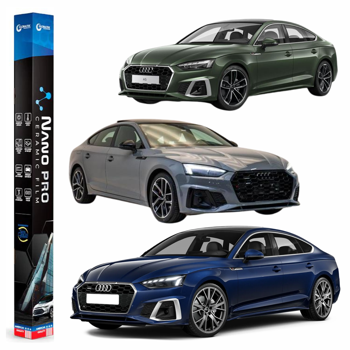 Película Nano Cerâmica Automotiva Térmica Audi A5 Sportback | Sob Medida