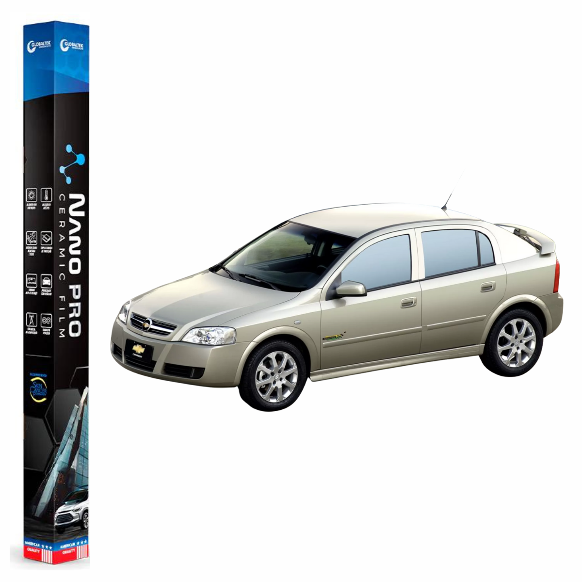 Película Nano Cerâmica Automotiva Térmica - CHEVROLET ASTRA HATCH 4 PORTAS
