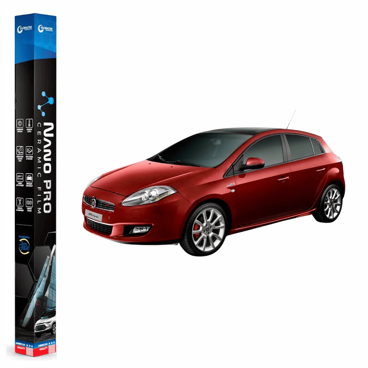 Película Insulfilm Nano Cerâmica Automotiva Térmica - FIAT BRAVO