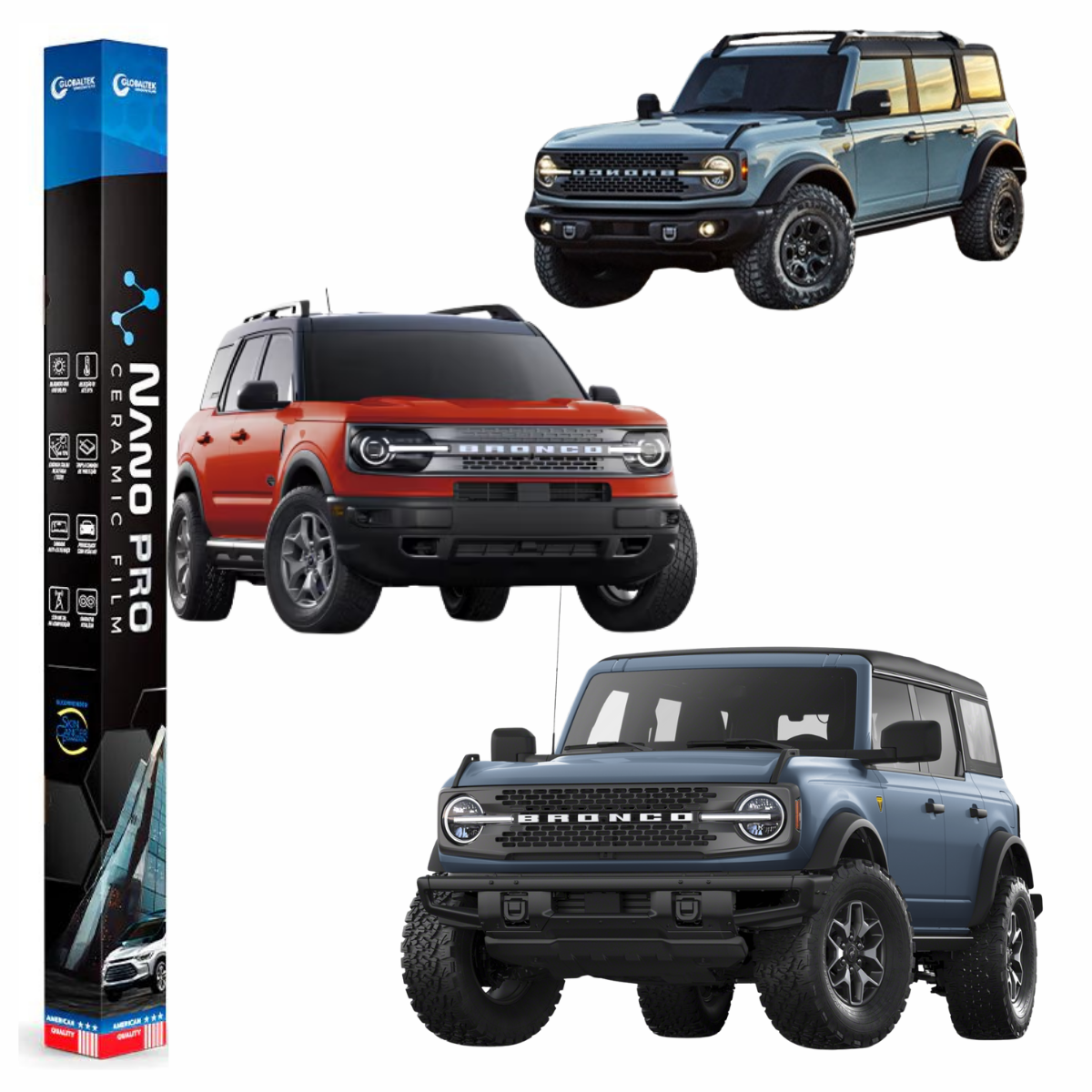 Película Insulfilm Nano Cerâmica Automotiva Térmica - FORD BRONCO 4 PORTAS
