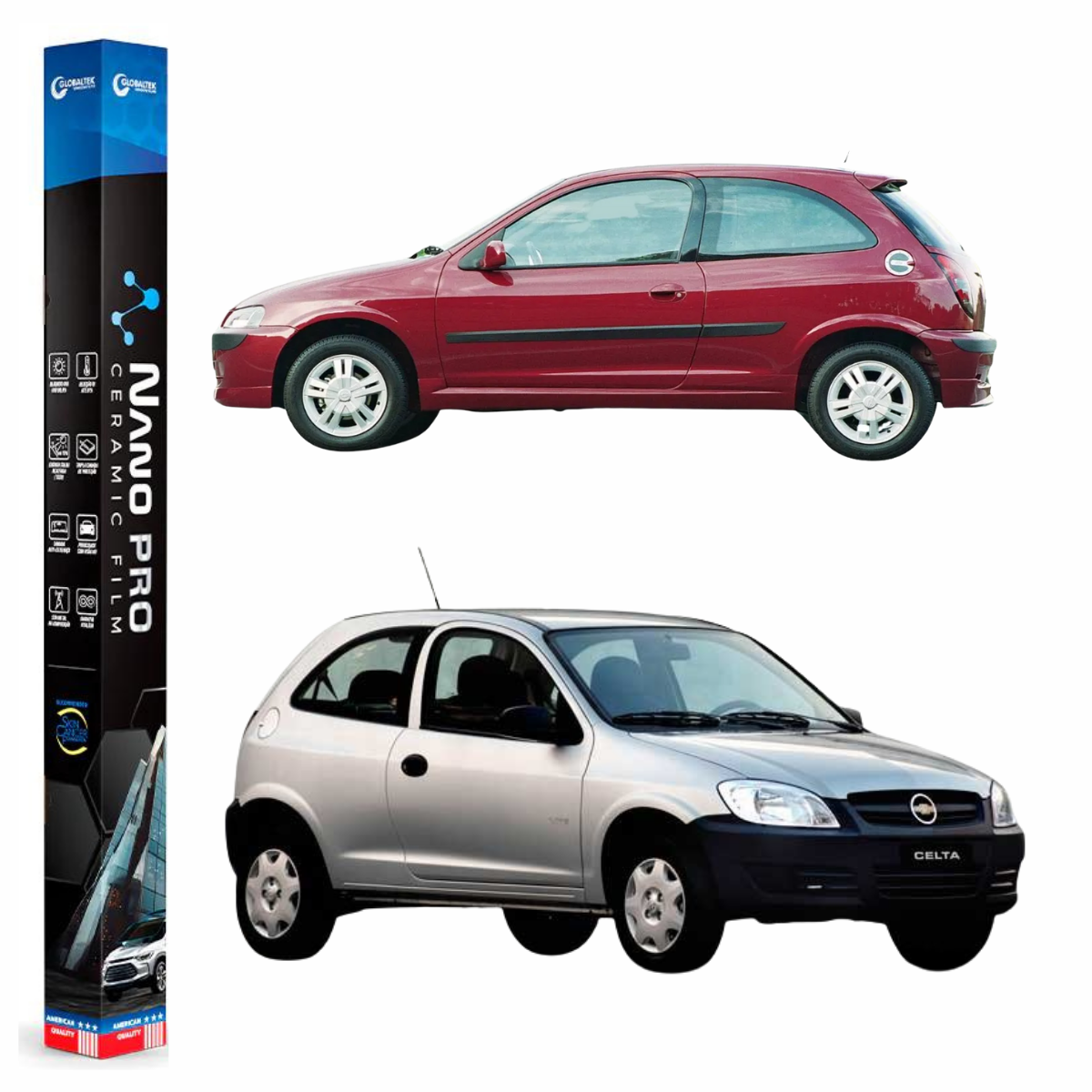 Película Nano Cerâmica Automotiva Térmica - CHEVROLET CELTA 2 PORTAS