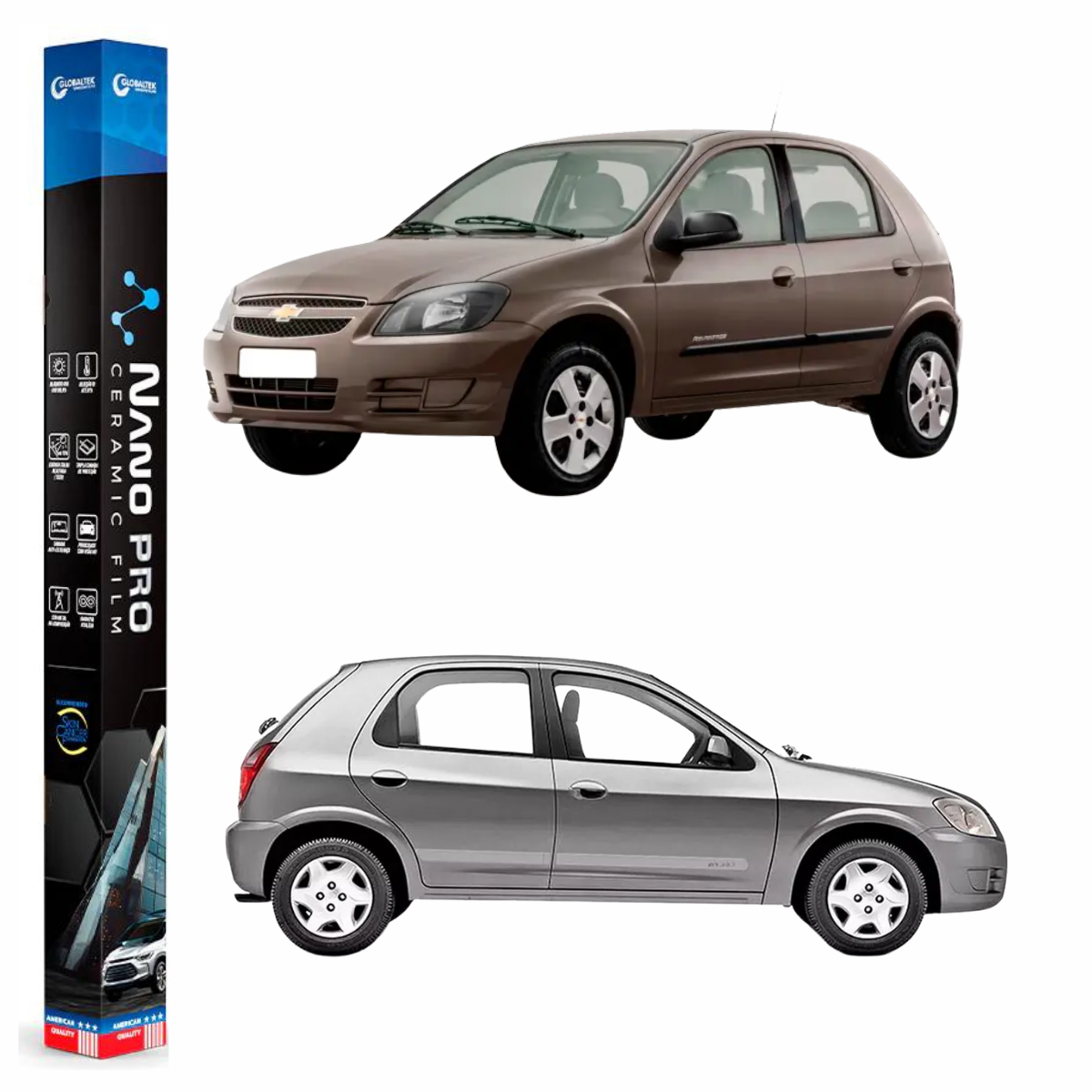 Película Nano Cerâmica Automotiva Térmica - CHEVROLET CELTA 4 PORTAS