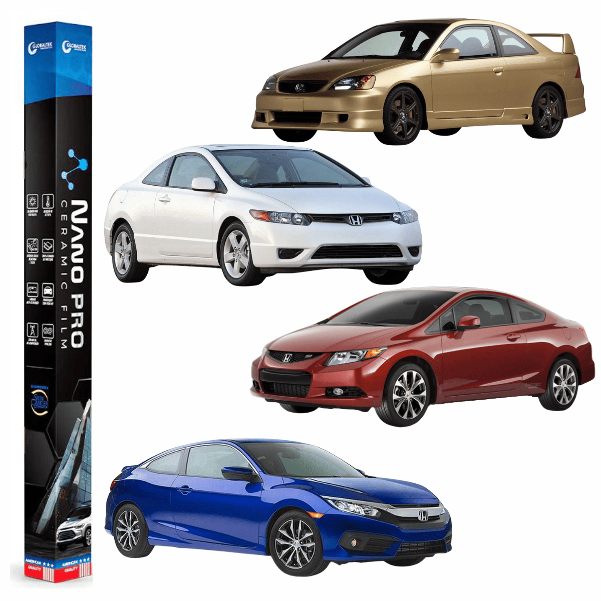 Película Insulfilm Nano Cerâmica Automotiva Térmica - HONDA CIVIC 2 PORTAS COUPE