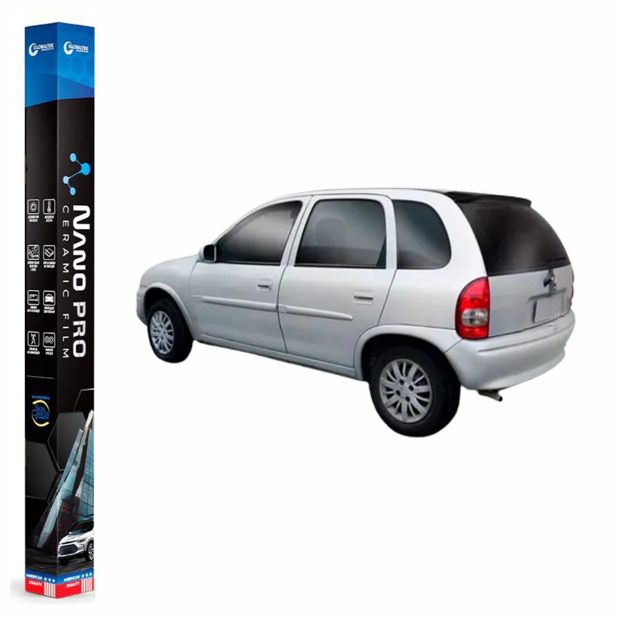 Película Nano Cerâmica Automotiva Térmica - CHEVROLET CORSA HATCH 4 PORTAS