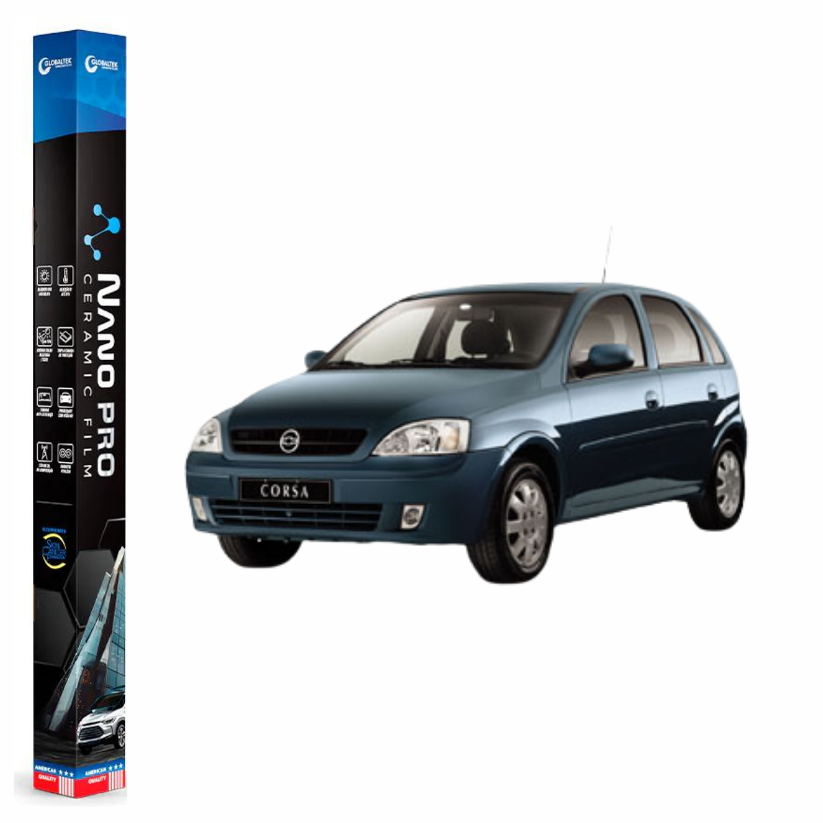 Película Nano Cerâmica Automotiva Térmica - CHEVROLET CORSA HATCH JOY