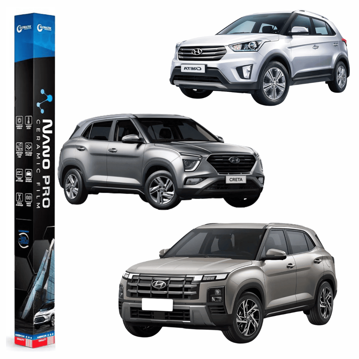 Película Insulfilm Nano Cerâmica Automotiva Térmica - HYUNDAI CRETA