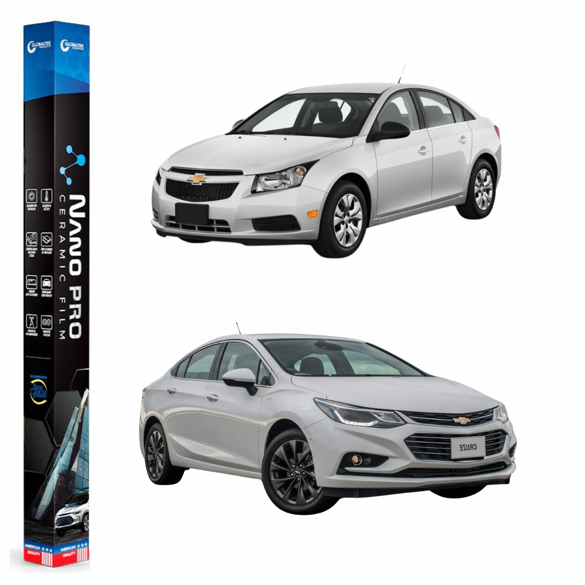 Película Insulfilm Nano Cerâmica Automotiva Térmica - CHEVROLET CRUZE SEDAN