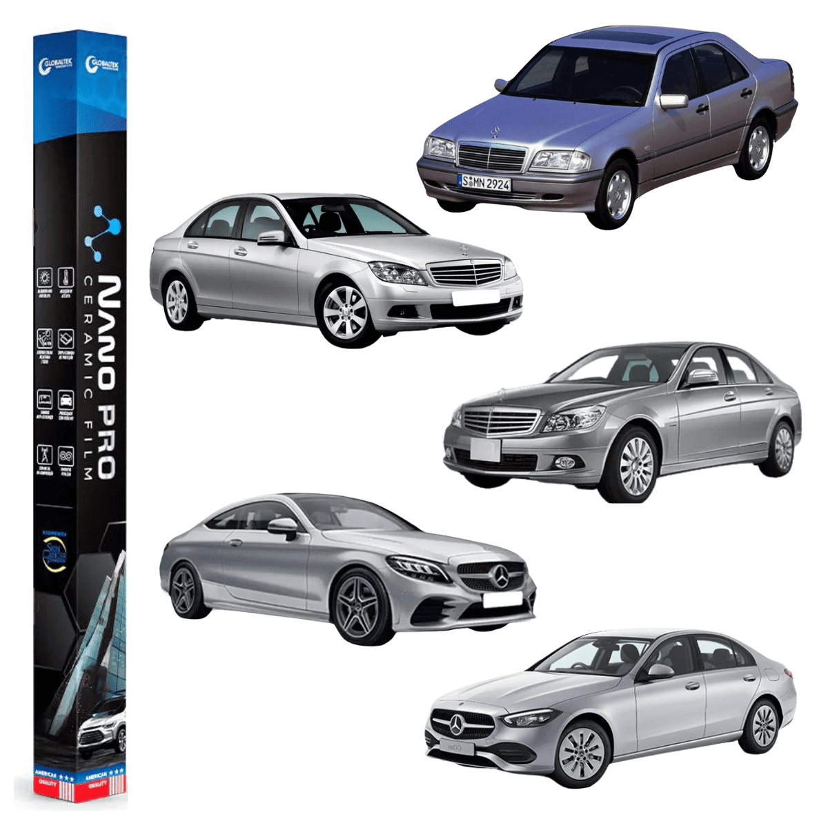 Película Insulfilm Nano Cerâmica Automotiva Térmica - MERCEDES BENZ C 180