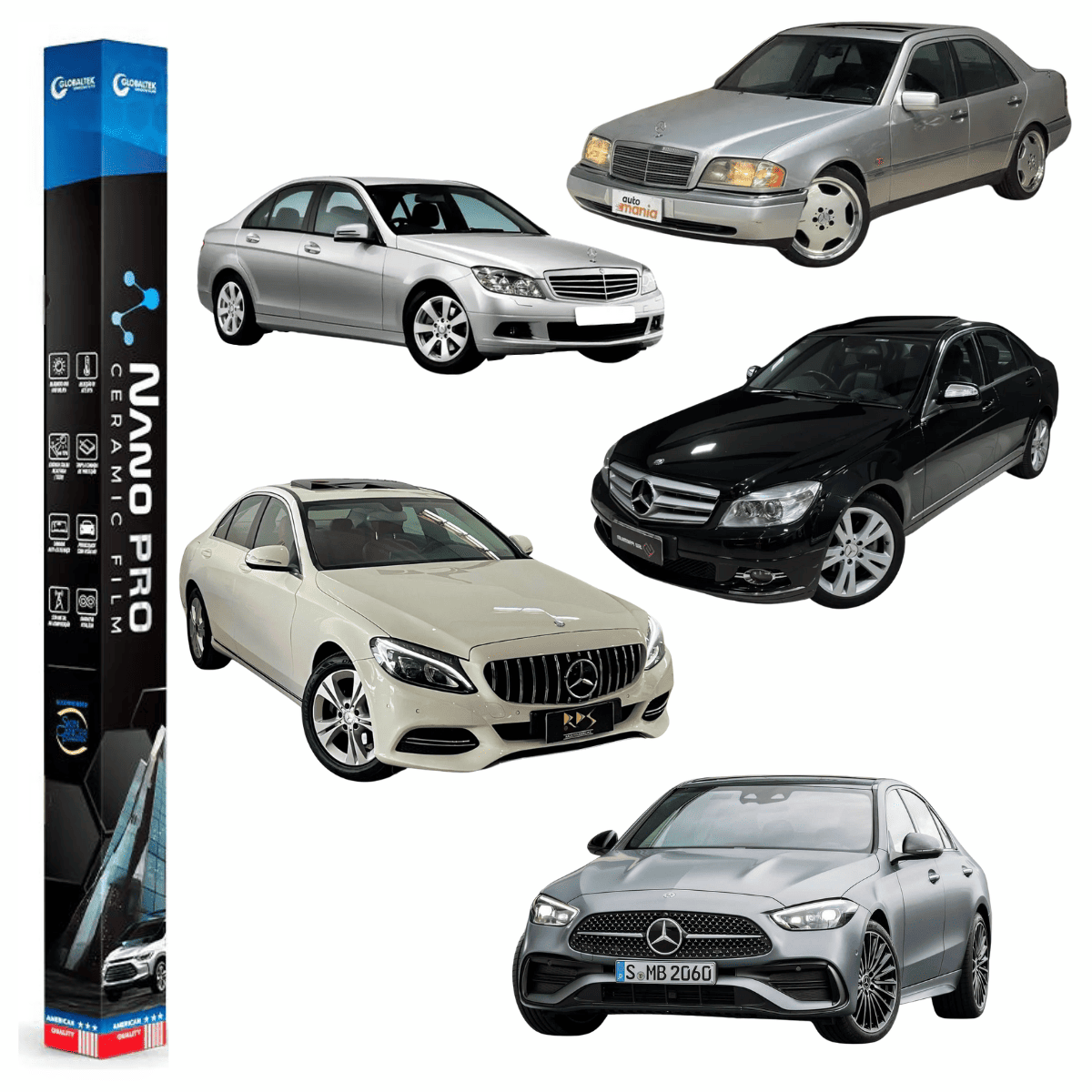 Película Insulfilm Nano Cerâmica Automotiva Térmica - MERCEDES BENZ C 200/250/280