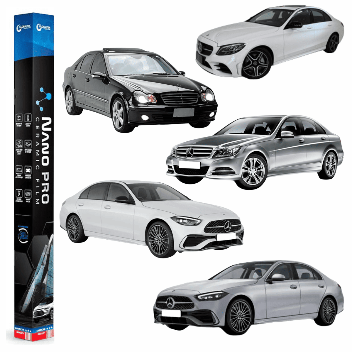 Película Insulfilm Nano Cerâmica Automotiva Térmica - MERCEDES BENZ C 300/350