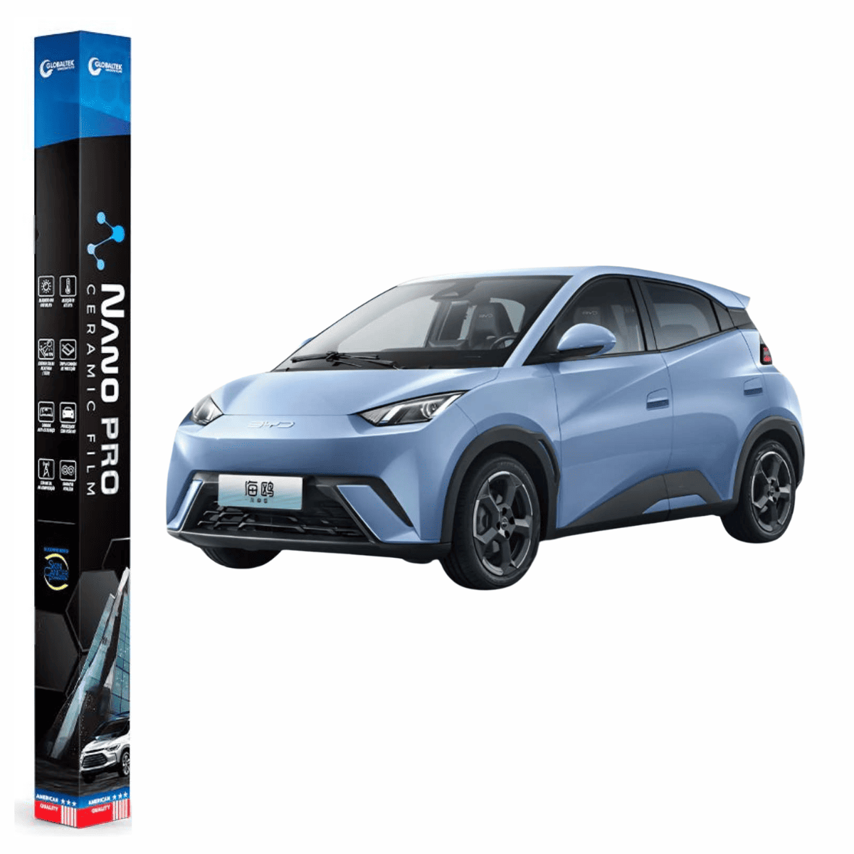 Película Nano Cerâmica Automotiva Térmica BYD Dolphin Mini | Sob Medida