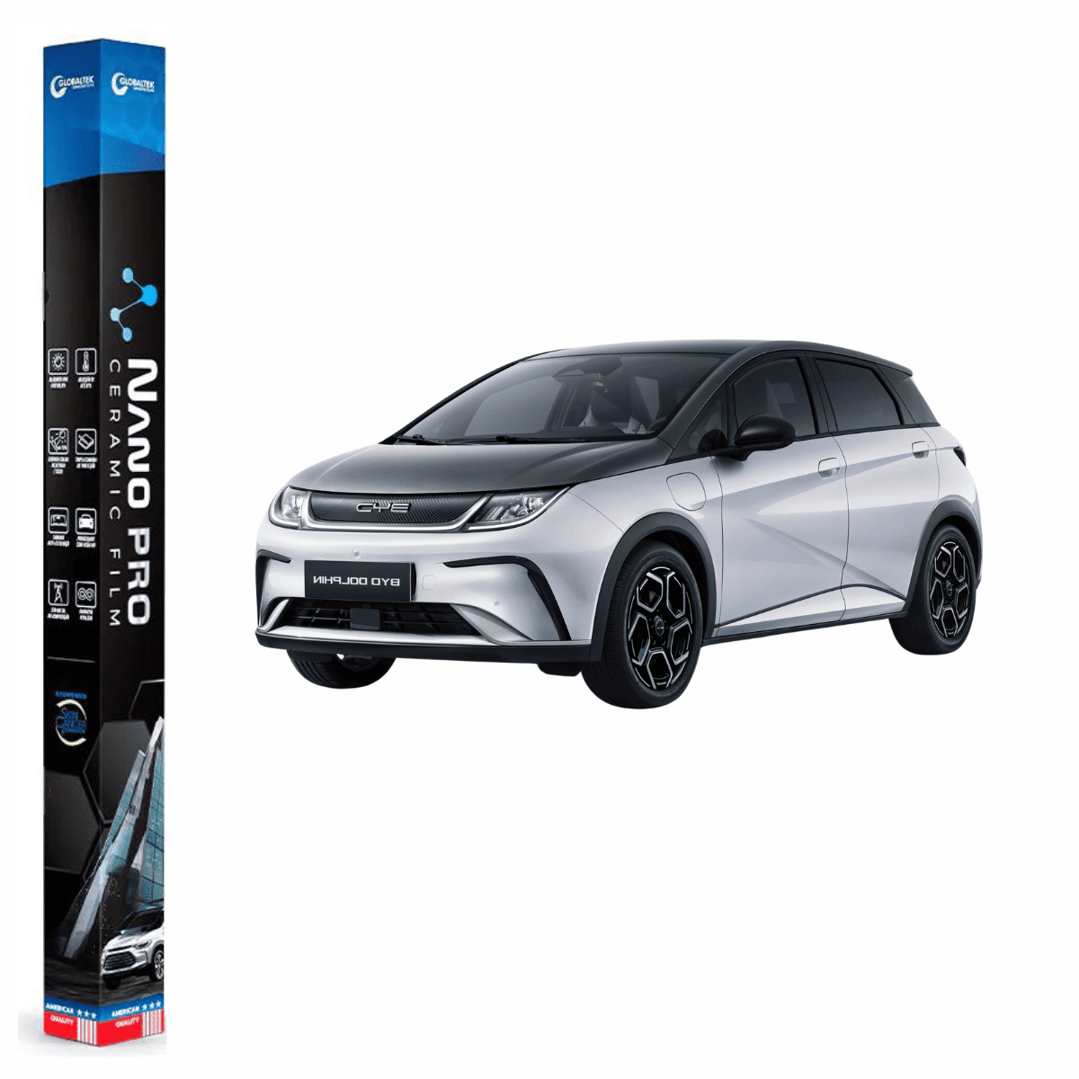 Película Nano Cerâmica Automotiva Térmica BYD Dolphin Plus | Sob Medida