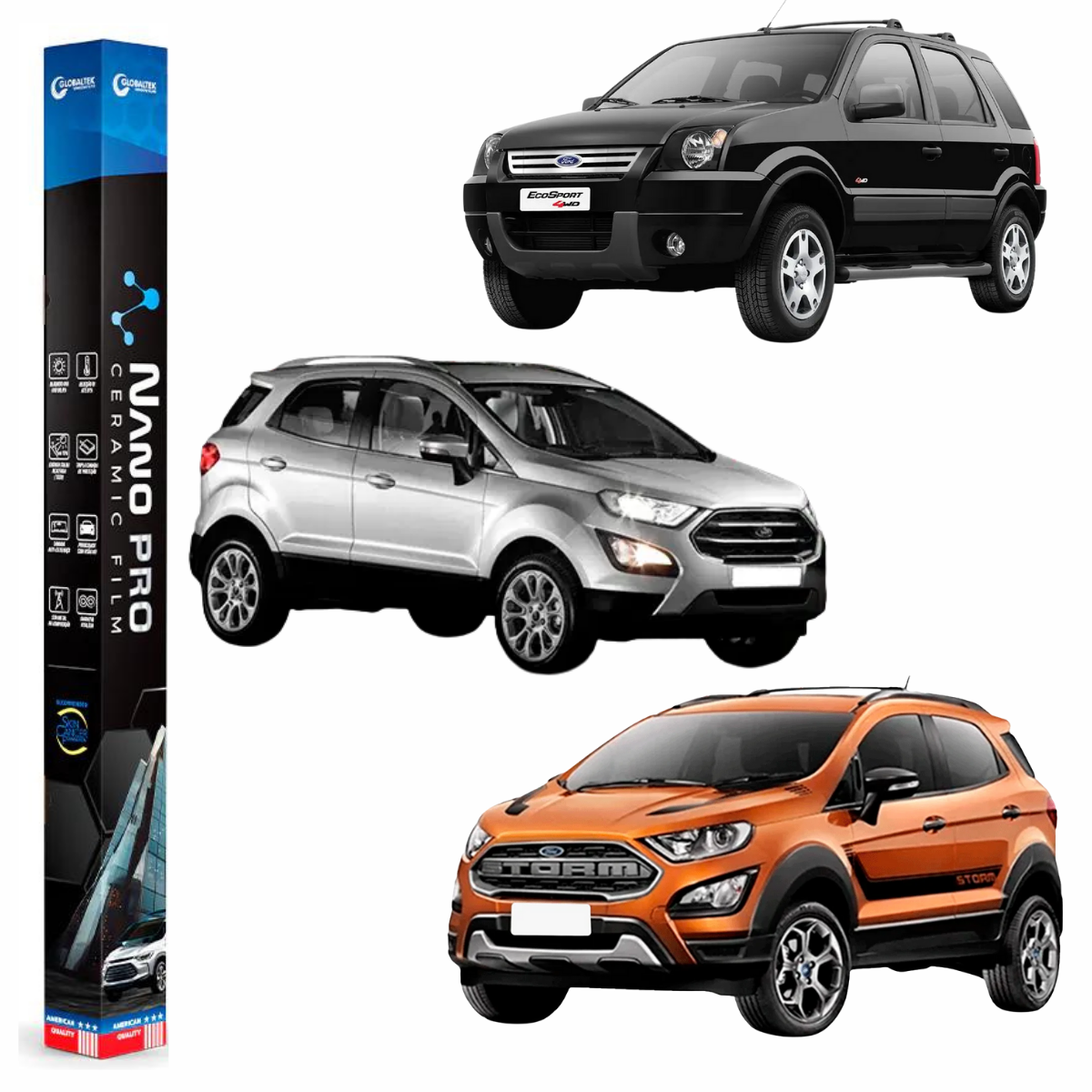 Película Insulfilm Nano Cerâmica Automotiva Térmica - FORD ECOSPORT