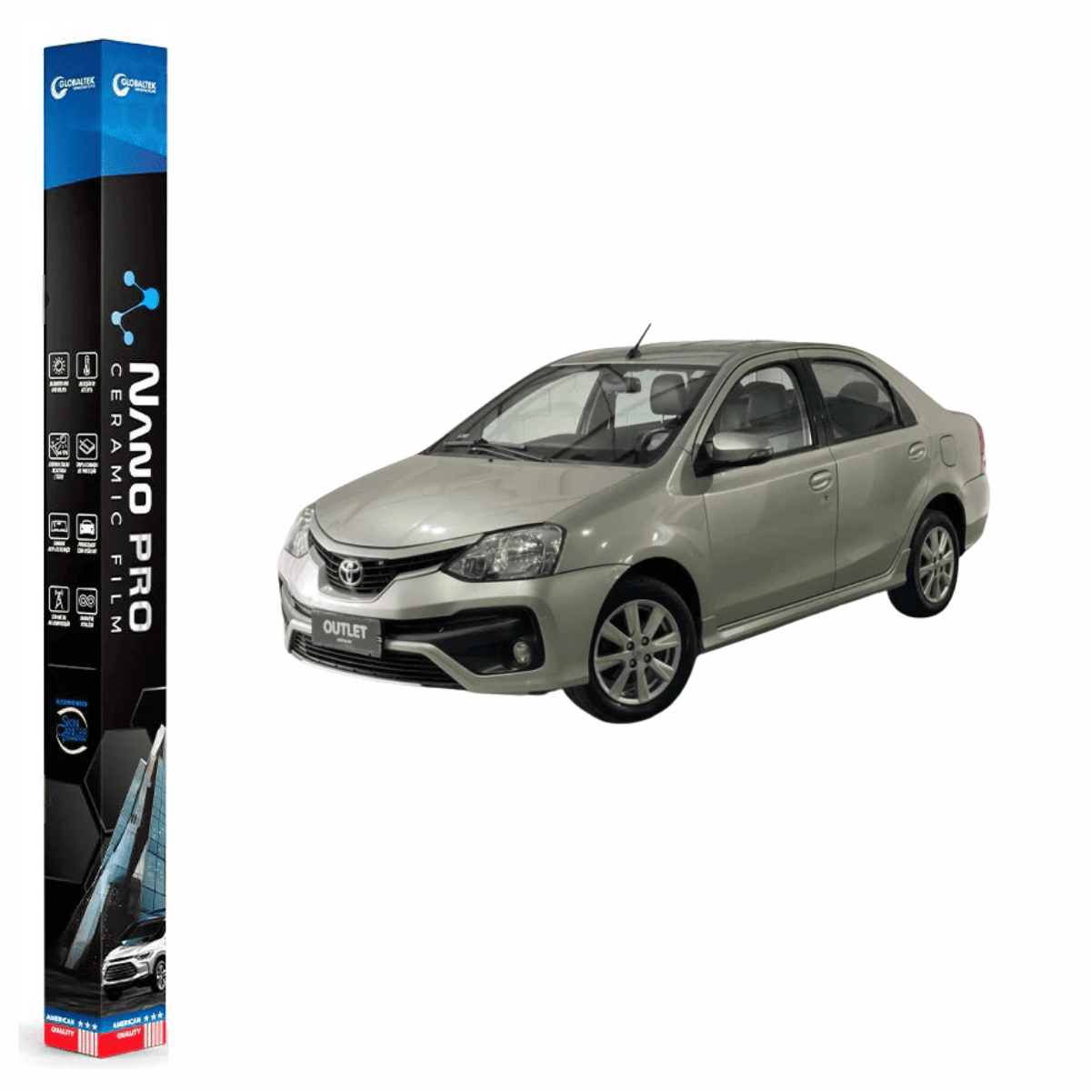 Película Insulfilm Nano Cerâmica Automotiva Térmica - TOYOTA ETIOS SEDAN