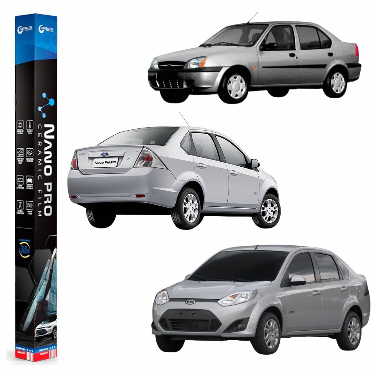 Película Insulfilm Nano Cerâmica Automotiva Térmica - FORD FIESTA SEDAN