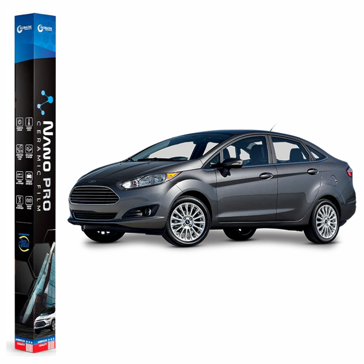 Película Insulfilm Nano Cerâmica Automotiva Térmica - FORD NEW FIESTA SEDAN