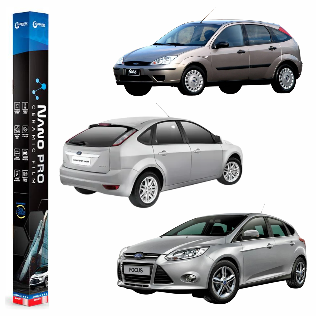 Película Insulfilm Nano Cerâmica Automotiva Térmica - FORD FOCUS HATCH