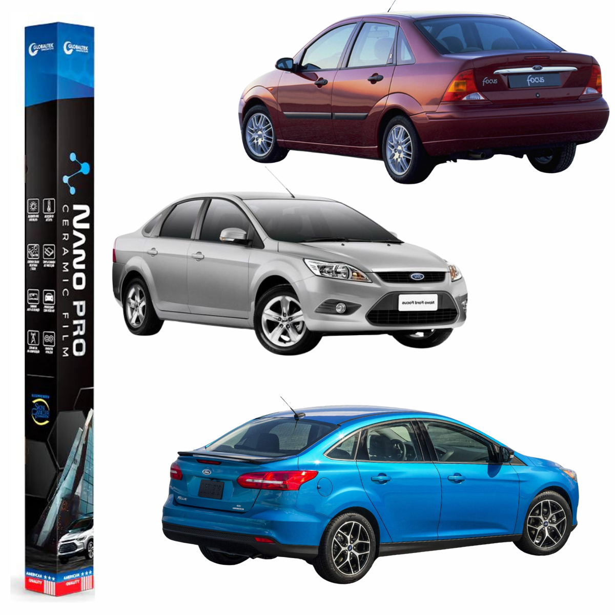 Película Insulfilm Nano Cerâmica Automotiva Térmica - FORD FOCUS SEDAN