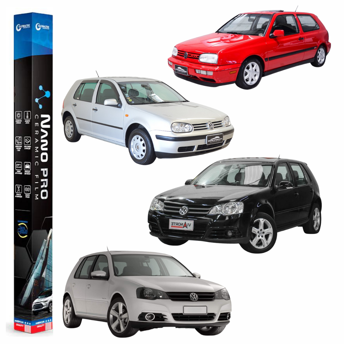 Película Insulfilm Nano Cerâmica Automotiva Térmica - VOLKSWAGEN GOLF