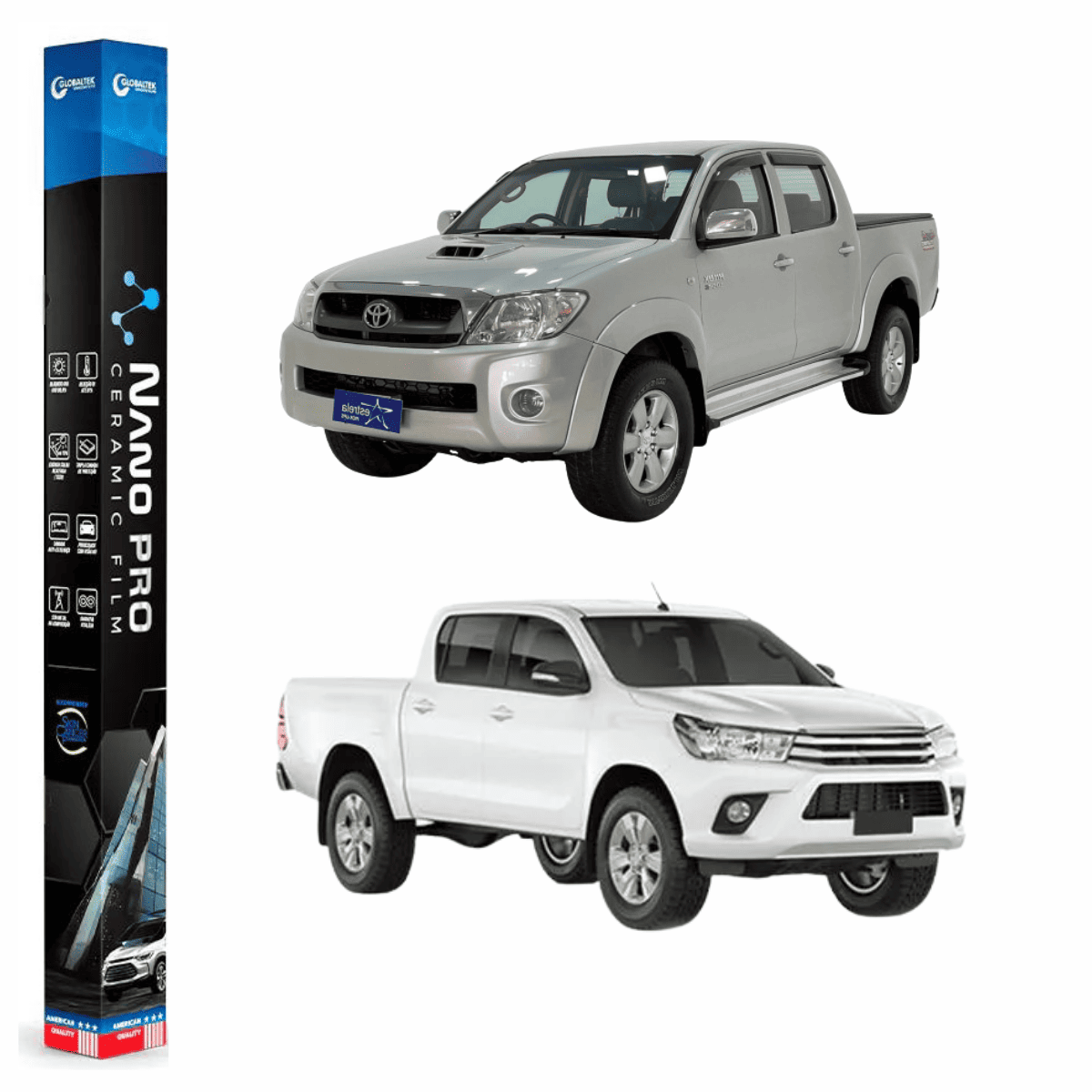 Película Insulfilm Nano Cerâmica Automotiva Térmica - TOYOTA HILUX CAB DUPLA