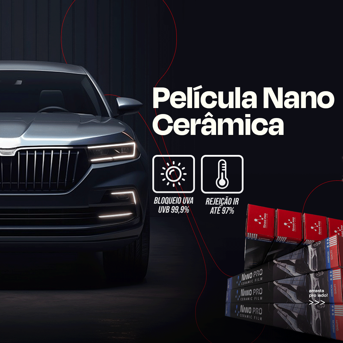 Película Filme Nano Cerâmica Automotiva Térmica - Hatch - Reposição 2 Portas - Películas Fácil