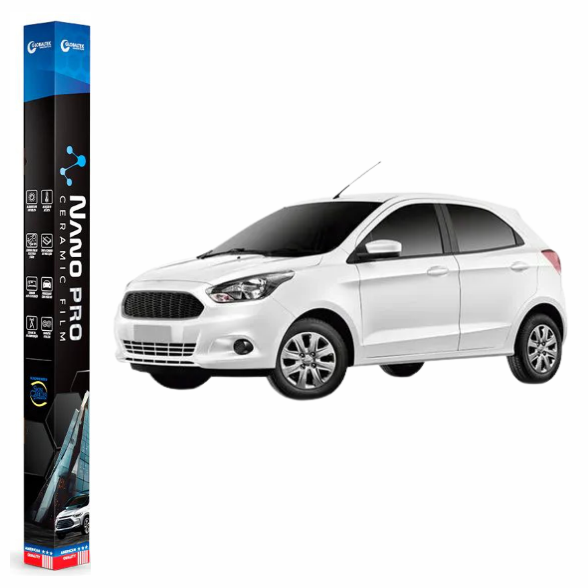 Película Insulfilm Nano Cerâmica Automotiva Térmica - FORD KA HATCH 4 PORTAS
