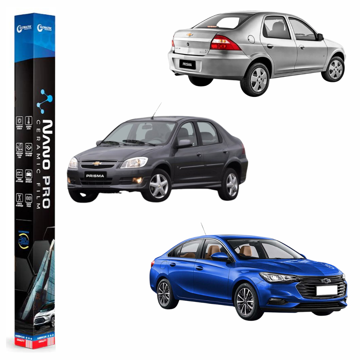 Película Insulfilm Nano Cerâmica Automotiva Térmica - CHEVROLET PRISMA