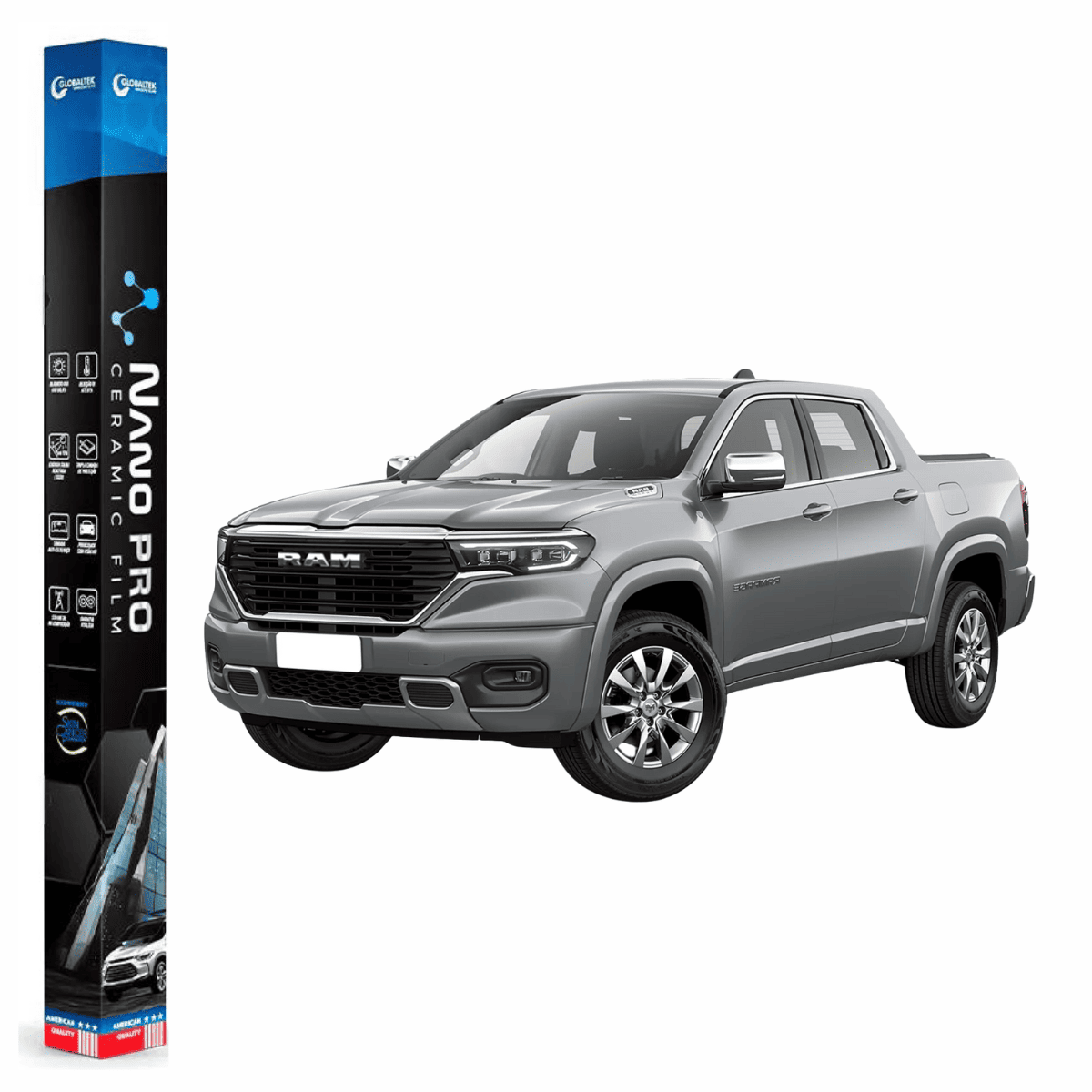 Película Insulfilm Nano Cerâmica Automotiva Térmica - DODGE RAMPAGE