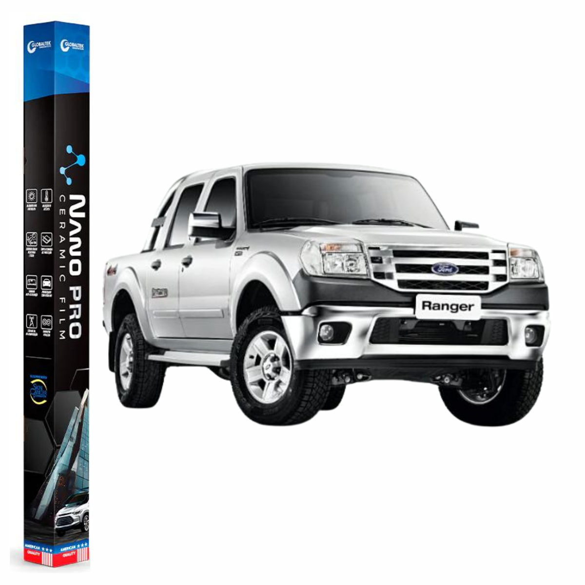 Película Insulfilm Nano Cerâmica Automotiva Térmica - FORD RANGER 4 PORTAS
