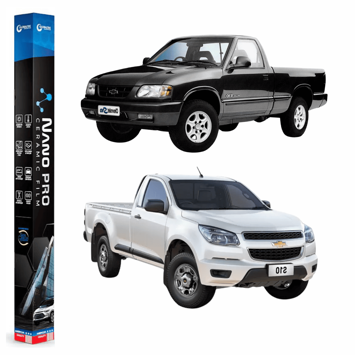 Película Nano Cerâmica Automotiva Térmica - CHEVROLET S10 CABINE SIMPLES