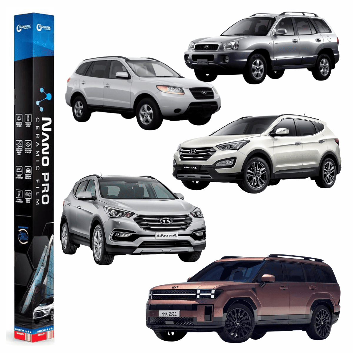Película Insulfilm Nano Cerâmica Automotiva Térmica - HYUNDAI SANTA FE
