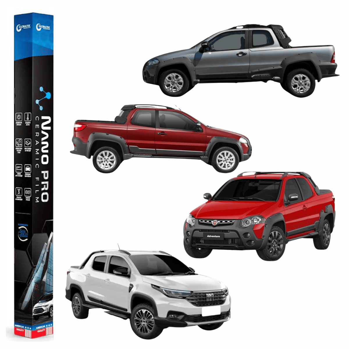 Película Insulfilm Nano Cerâmica Automotiva Térmica - FIAT STRADA CAB DUPLA