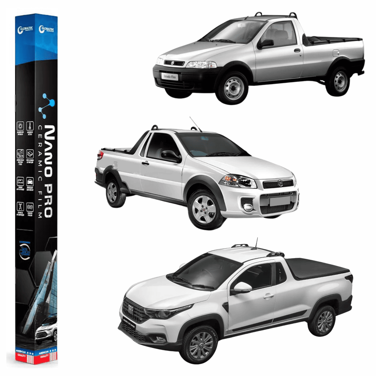 Película Insulfilm Nano Cerâmica Automotiva Térmica - FIAT STRADA CAB SIMPLES