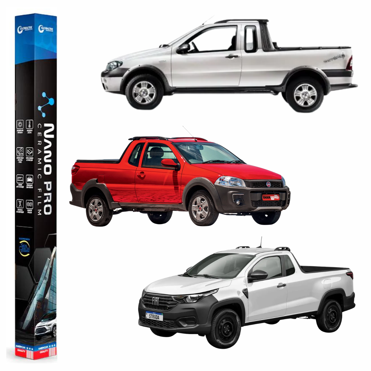 Película Insulfilm Nano Cerâmica Automotiva Térmica - FIAT STRADA CAB ESTENDIDA