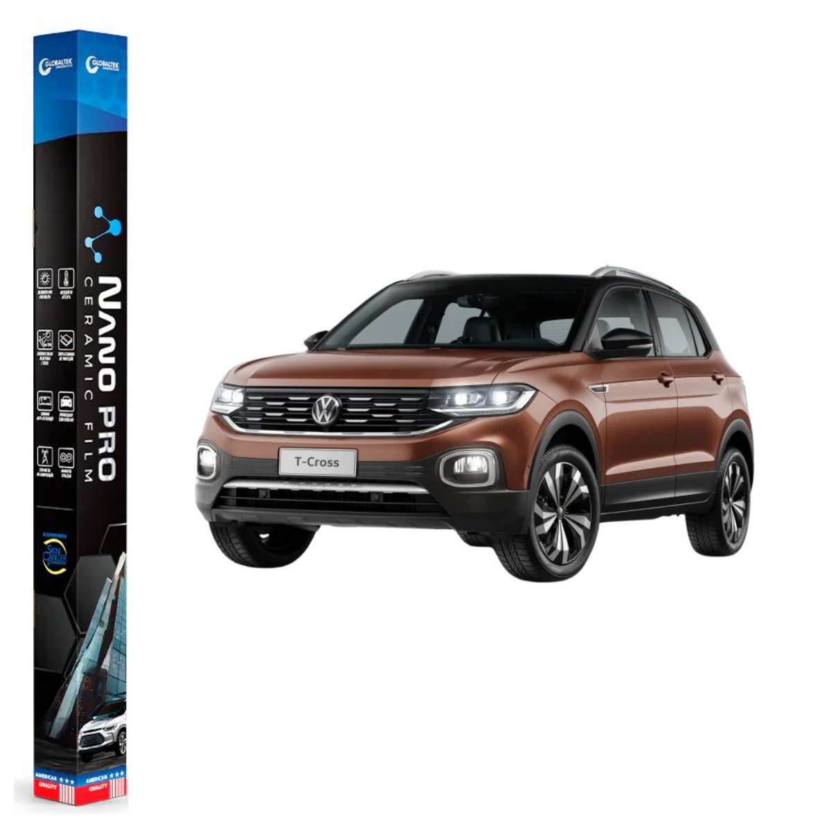 Película Insulfilm Nano Cerâmica Automotiva Térmica - VOLKSWAGEN T-CROSS